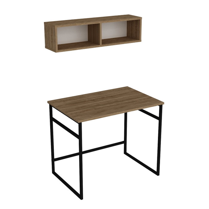 Hanah Home Mesa de estudio Roble y negro con estante Hanah Home Mesa de estudio Roble y negro con estante